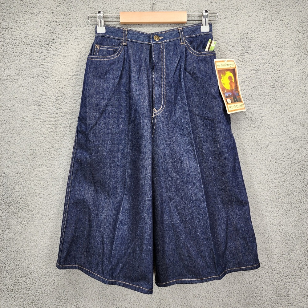 Vintage N'EST-CE PAS? Indigo Denim Culottes High Waist Wide Leg Gaucho Size 9/10